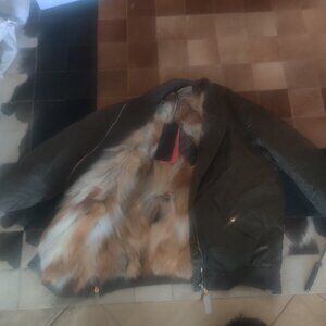GIORGIO BRATO Bomber Jacket IT46 US10 UK 14 XL Fox Fur  new $2451.00